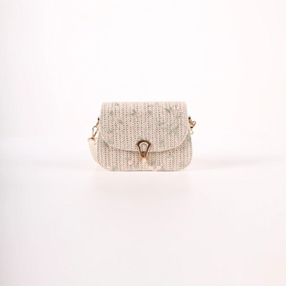 Bela pletena cvetna torbica KA020 - rs-mangoshop.com