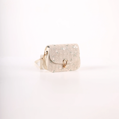 Bela pletena cvetna torbica KA020 - rs-mangoshop.com