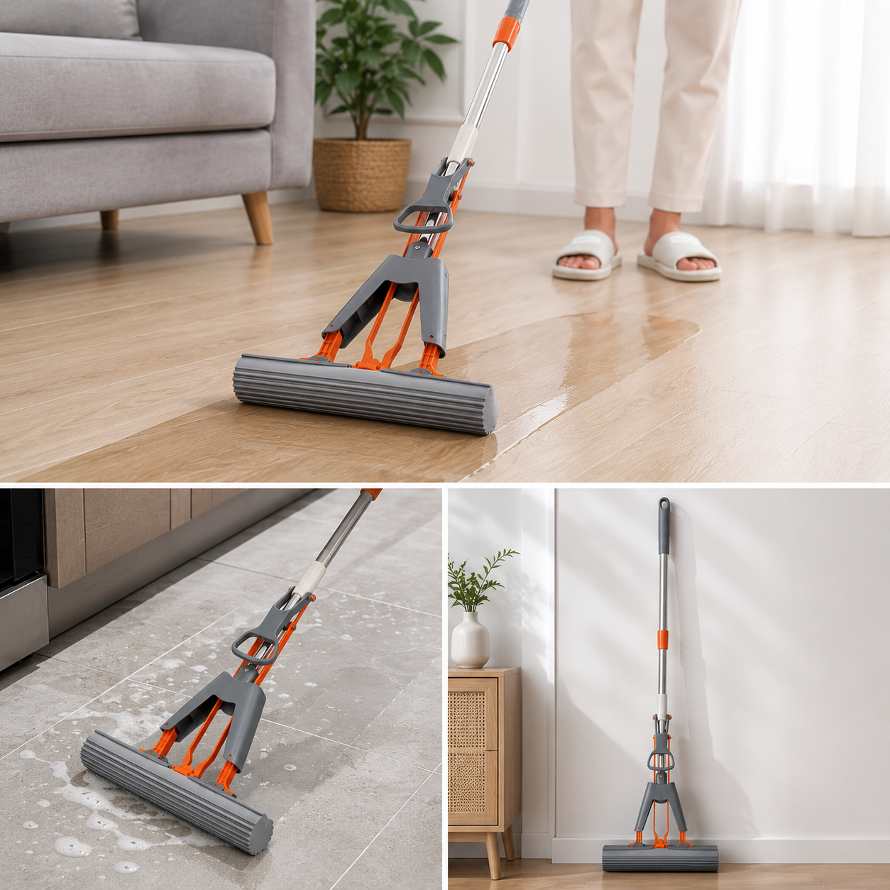 Sklopivi mop sa funkcijom beskontaktnog ceđenja