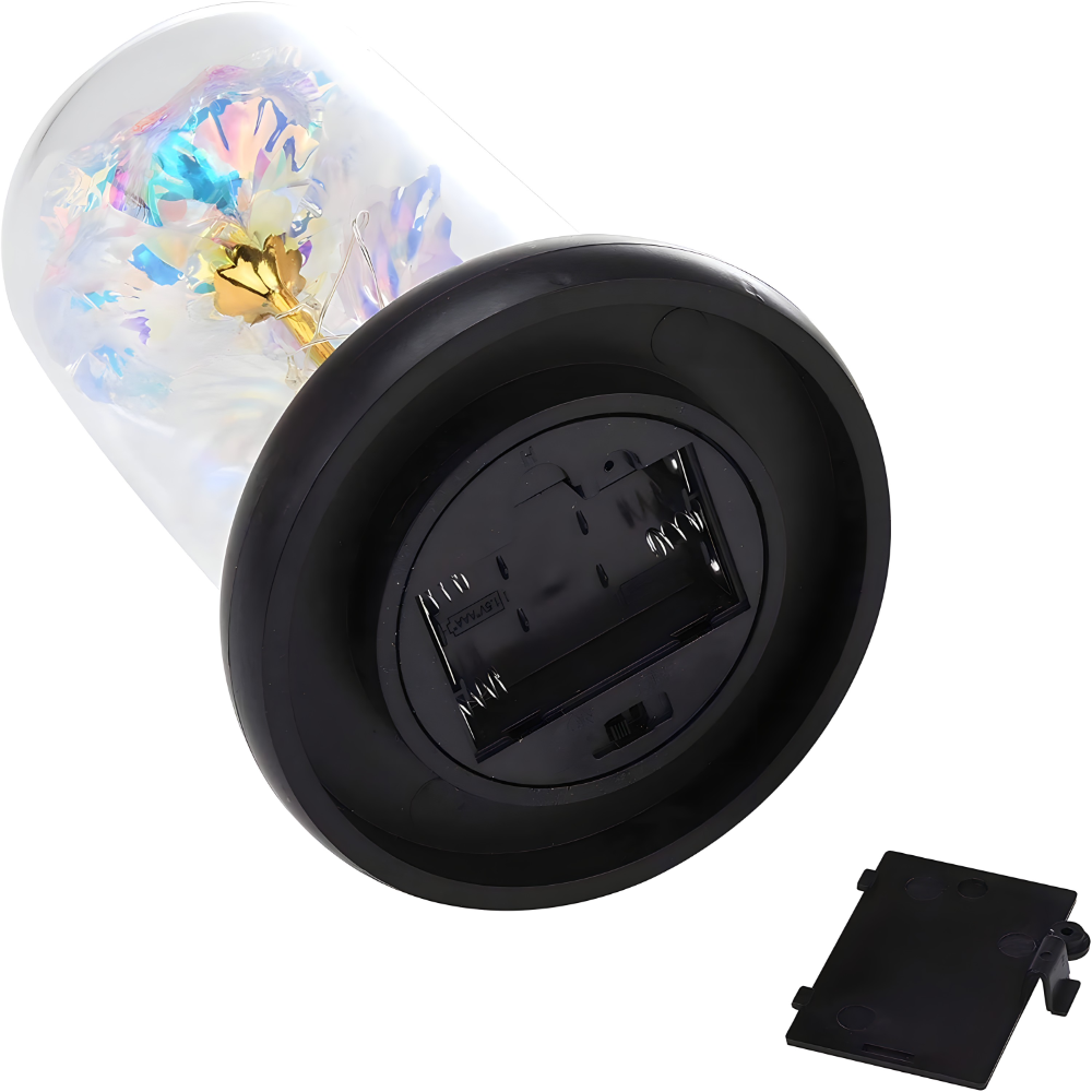 Galaxy ruza u staklenom zvonu sa LED svetlom i figuricama - rs-mangoshop.com