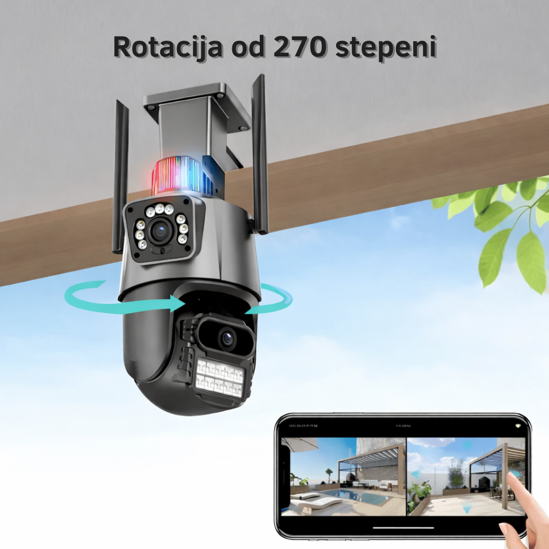 Ip kamera PTZ kamera sa 2 sociva i sirenom 4k 8x zoom - rs-mangoshop.com

