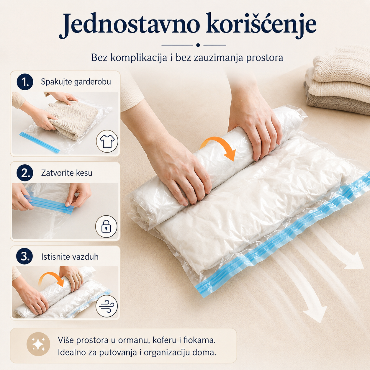 Samokompresione vakuumske kese bez usisivača - 7kom