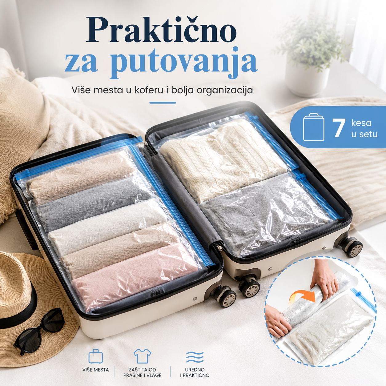 Samokompresione vakuumske kese bez usisivača - 7kom