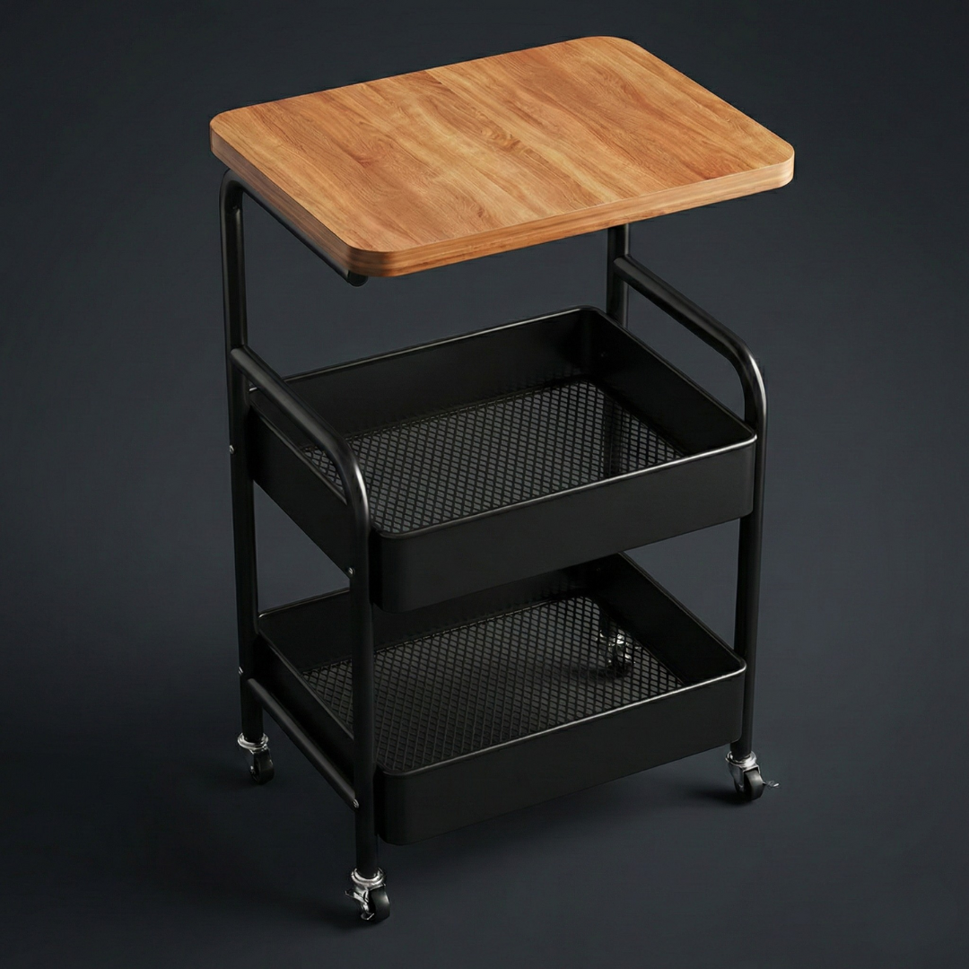 Pokretna polica sa drvenom pločom - rs-mangoshop.com
