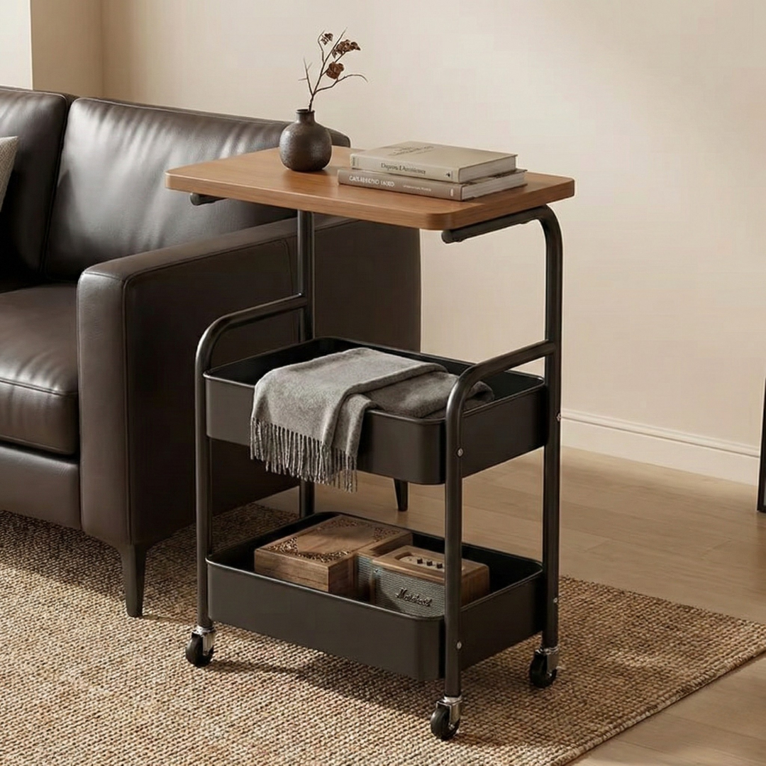 Pokretna polica sa drvenom pločom - rs-mangoshop.com
