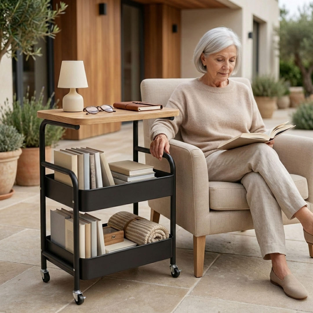 Pokretna polica sa drvenom pločom - rs-mangoshop.com
