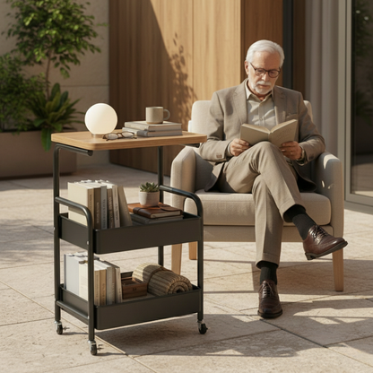 Pokretna polica sa drvenom pločom - rs-mangoshop.com
