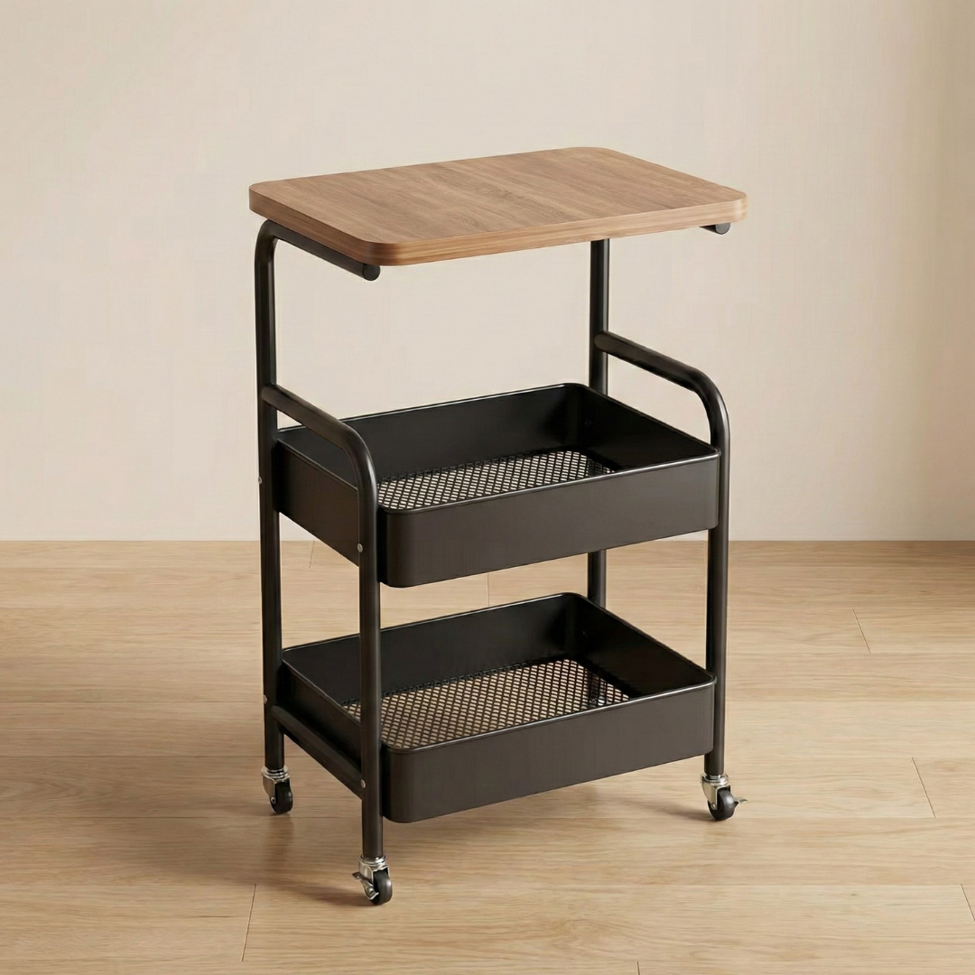 Pokretna polica sa drvenom pločom - rs-mangoshop.com