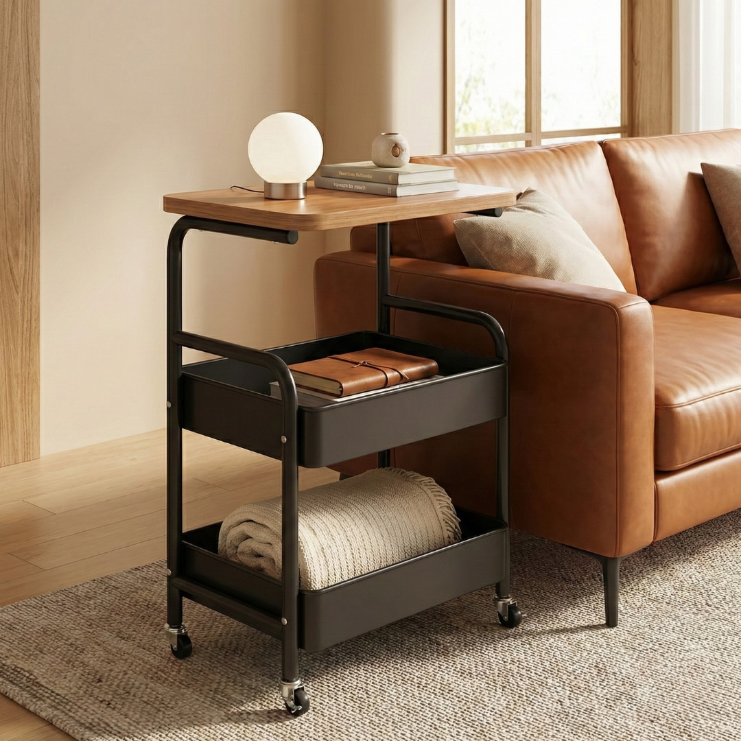 Pokretna polica sa drvenom pločom - rs-mangoshop.com
