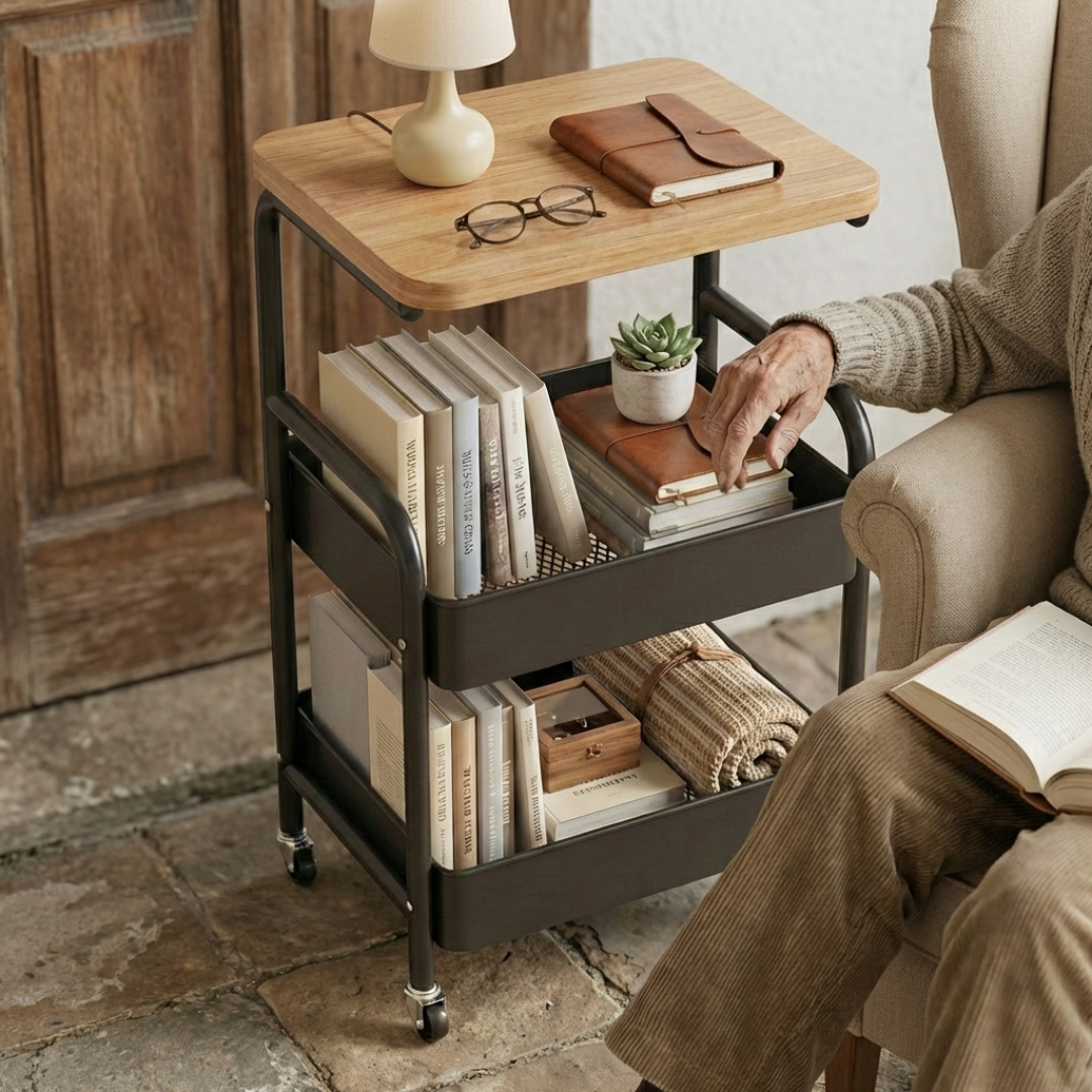 Pokretna polica sa drvenom pločom - rs-mangoshop.com
