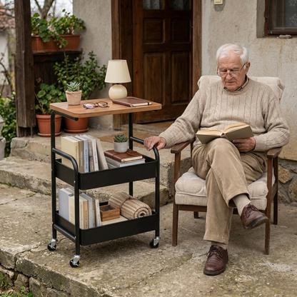 Pokretna polica sa drvenom pločom - rs-mangoshop.com
