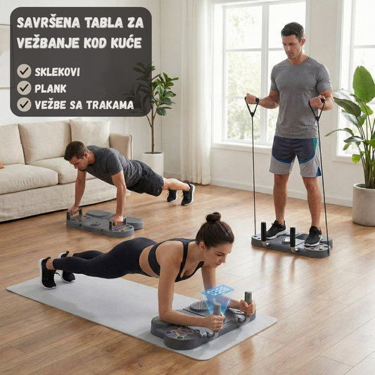 Tabla za sklekove i plank + elastične trake