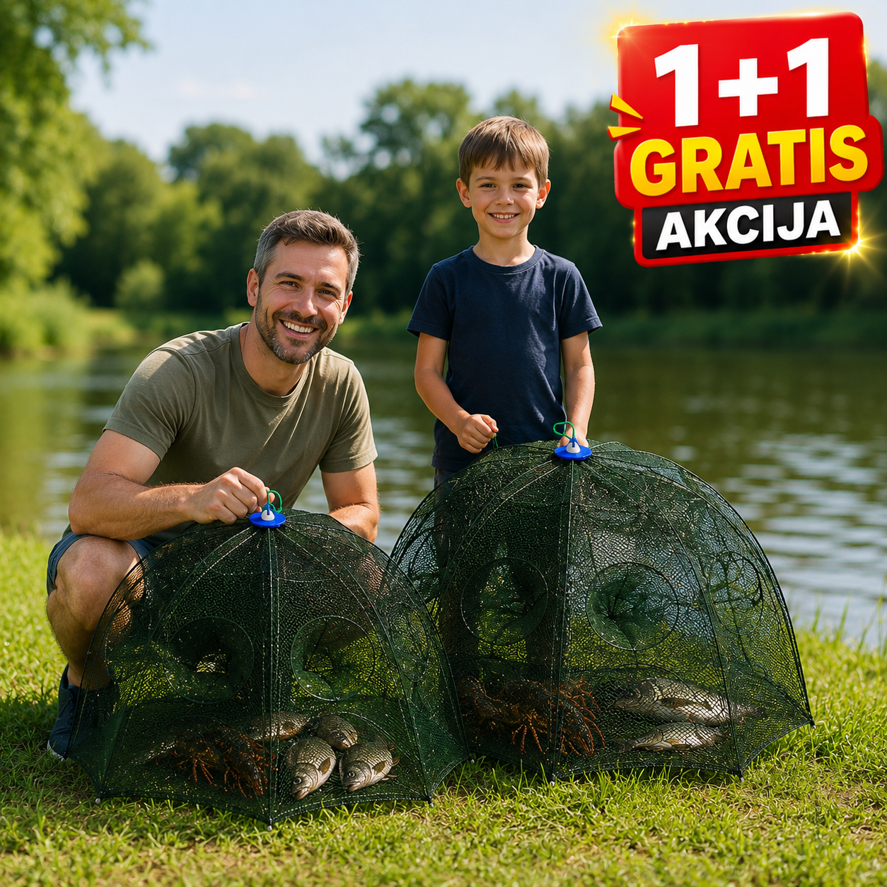 Sklopiva mreža za ribolov sa 20 ulaza - 1+1 GRATIS akcija