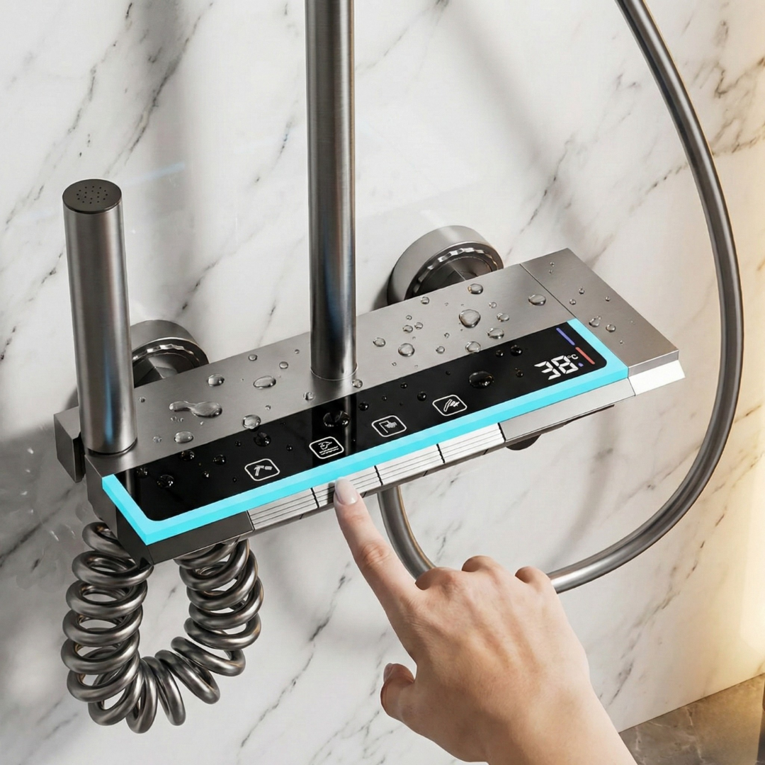 Luksuzni zidni tuš sa dodacima i displejom M2