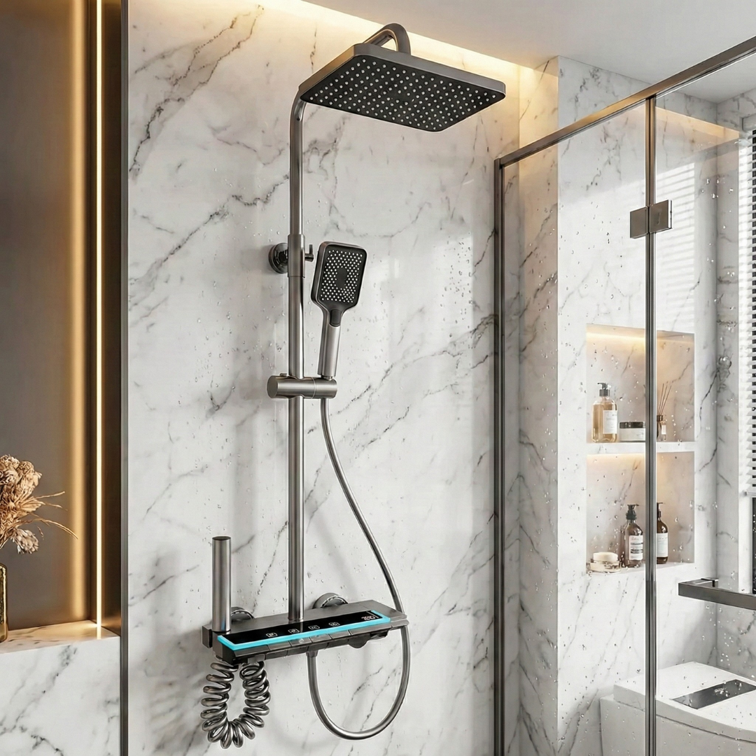 Luksuzni zidni tuš sa dodacima i displejom M2