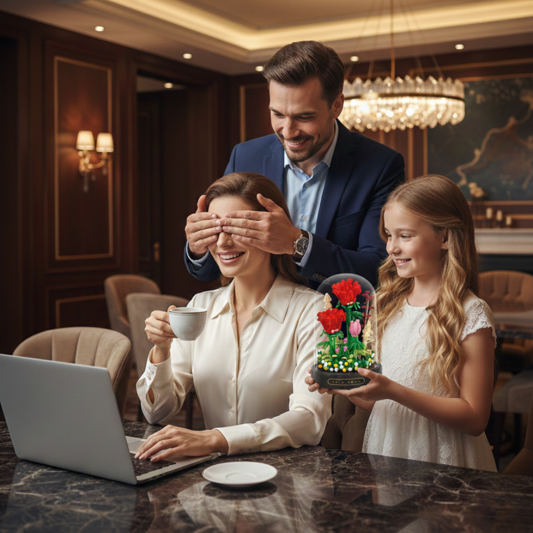 Set kockica za sklapanje ruža sa postoljem i kupolom - 596 delova