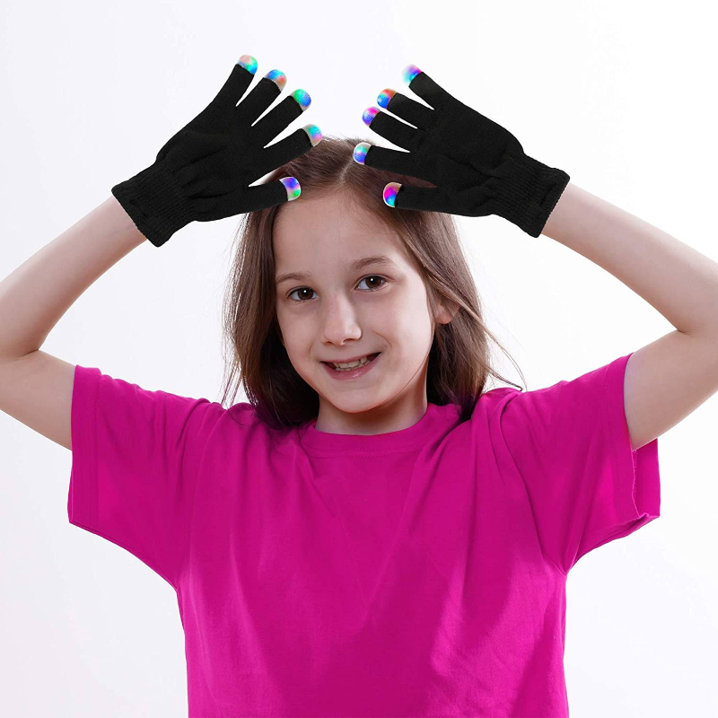 Rukavice sa raznobojnim LED svetlima na vrhovima prstiju - Svetleće rukavice