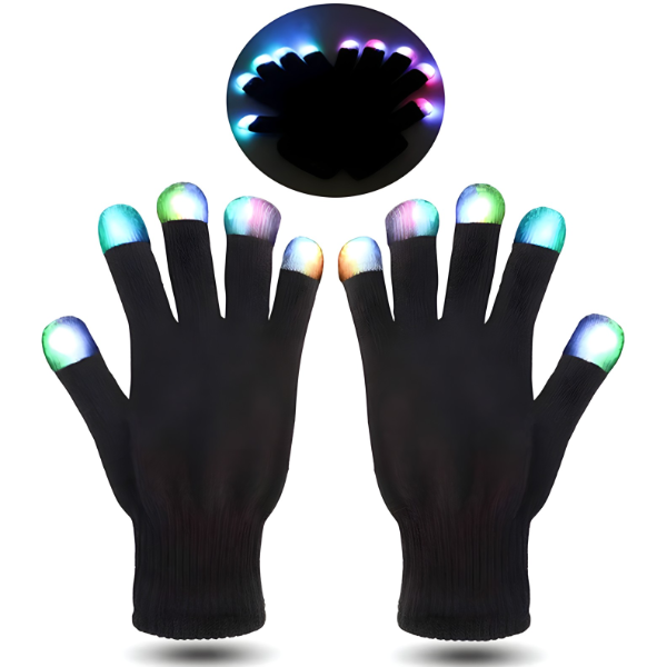 Rukavice sa raznobojnim LED svetlima na vrhovima prstiju - Svetleće rukavice